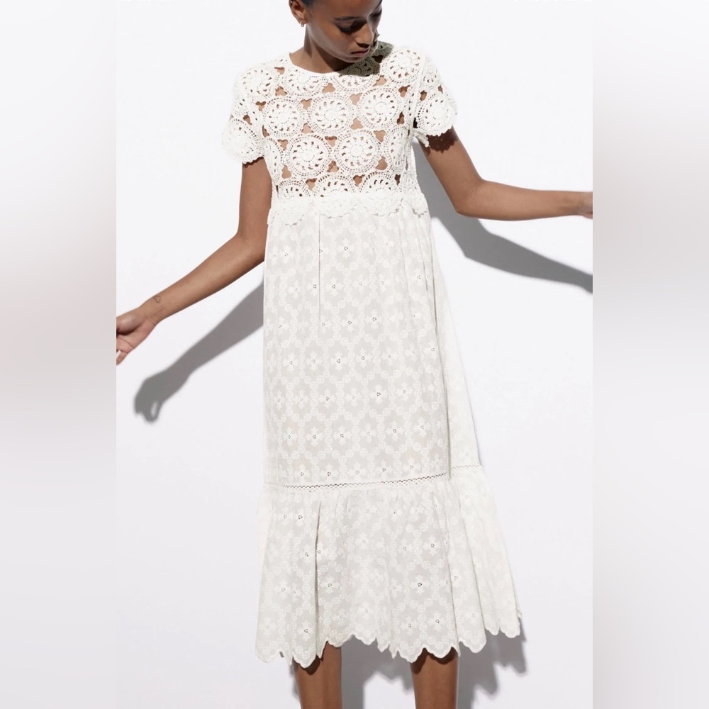 Zara White Crochet Maxi Dress